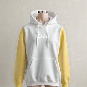 Sweat-shirt à capuche unisexe Kadia blanc et vert olive, manches raglan, coupe ample, en coton French Terry, décontracté, pour l'automne - Product Image 5