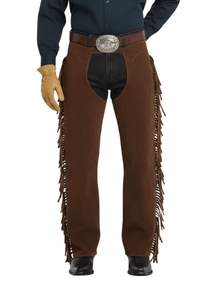 Nuevas Chaps de Cuero Genuino Estilo Western Tradicional con Flecos Laterales - Product Image 2