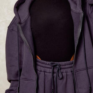 Sweats à capuche surdimensionnés personnalisés pour femmes, vente en gros, logo personnalisé, marque privée, ensemble de vêtements de rue en molleton à fermeture éclair pour les marques de vêtements américaines - Product Image 3