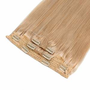 Extensions de cheveux Halo à clipser, cheveux humains Remy lisses, blond miel # 18 Soft - Product Image 3