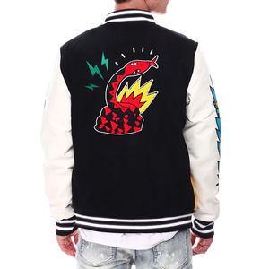 Nueva venta al por mayor personalizada hombres Chenille bordado cuero mangas chaqueta de talla grande béisbol bombardero Varsity Letterman estilo - Product Image 3