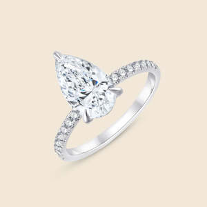 Sleeked 2.05 Carat Elongated Pear Cut Lab Grown Diamond Elongated Pear Micro <b>Ring</b> F-VS In 14K Solid Gold Everyday <b>Stacking</b> Gift - Product Image 1