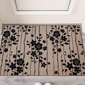 Tapis de sol moderne en lin FLOWER, antidérapant, lavable, 45x75 cm - Product Image 2