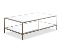 TABLE basse en métal en verre en forme de RECTANGLE