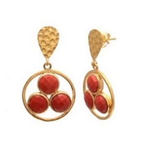 New Arrival Orange Chalcedony Gemstone 925 Sterling Silver Round Shape Earrings - Product Image 1