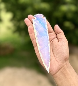 Handcrafted Opalite Arrowhead Flaked Notched Design Gemstone Wicca Gift Christmas Agate Type <strong>Polyfoam</strong> Craft Removing Negativity - Product Image 3