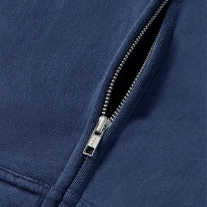 Sudadera con Capucha Vintage Azul Marino, 450 GSM, 100% Algodón, con Cierre, Secado Rápido, Estilo Urbano, Gruesa, con Cuentas, Hombros Caídos - Product Image 6