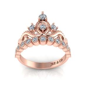 Meilleure offre bague de fiançailles Tiana couronne princesse en argent 925 plaqué or rose et diamant rond pour femme bague de fiançailles fine - Product Image 3