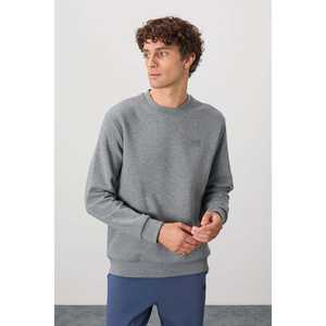 Sweat-shirt gris mélangé brossé pour homme Omar 88137, tissu French Terry, matière polyester/coton - Product Image 2