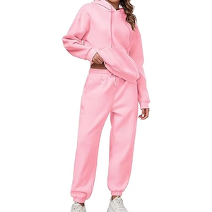 Conjunto Deportivo Lavado Estilo Urbano para Mujer, Sudadera con Capucha y Pantalones Deportivos con Lavado Ácido Vintage, Algodón Grueso, Moda, Pedidos al por Mayor Directo de Fábrica - Product Image 5