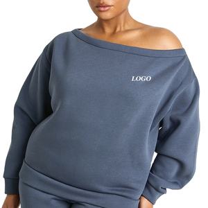 Sweat-shirt oversize à épaules dénudées pour femme avec logo personnalisé, manches longues, matière confortable et respirante pour l'hiver - Product Image 1