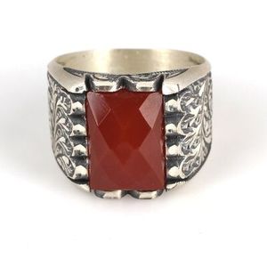 Handcrafted 925 Sterling Silver Rectangular Agate Stone Men's <b>Ring</b> for Hip Hop Style-Invisible Setting - Product Image 6