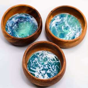 Plato de Servir de Resina Pulida Hecho a Mano Ecológico de Último Modelo, Apto para Lavavajillas, Diseño de Arte Moderno Hecho en India para Fiestas - Product Image 5