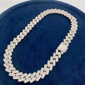 Hip Hop VVS Moissanite 18mm Round & <b>Baguette</b> Cut Diamond Cuban Link Chain Jewelry For Men's 925 Sterling Silver - Product Image 3