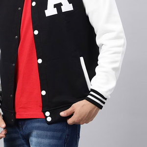 แจ็กเก็ตเบสบอลของผู้ชายทำจากวัสดุระบายอากาศใส่สบายและมีตัวอักษรสีทึบดีไซน์ส่วนตัว - Product Image 6