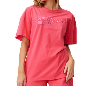 Camiseta extragrande de alta calidad para mujer, Camiseta con estampado personalizado de logotipo de talla grande, estilo informal de ocio, diseño sencillo en blanco para el verano - Product Image 1