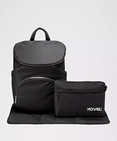 Sac à langer tendance noir avec matelas à langer et petite pochette, sac à dos de voyage 17L pour les affaires et les activités de plein air