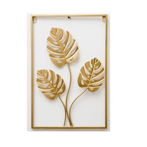 Decoración de pared de hojas de Metal, artesanía colgante de oro único, decoración de pared para el hogar, flor de Metal para sala de estar, de lujo para todos los días - Product Image 6