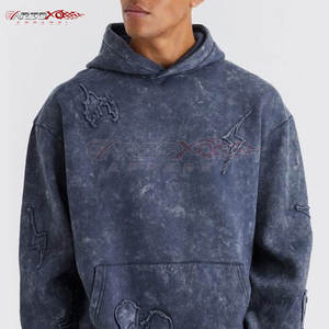 Chándal elegante lavado ácido para hombre con capucha superior y parte inferior de Jogger logotipo personalizado transpirable y para la temporada de invierno - Product Image 3