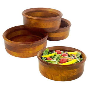 Juego de cuencos individuales de madera de acacia, vajilla de 4 piezas para postre, frutas secas, dulces, nueces, logotipo personalizable para uso doméstico - Product Image 2