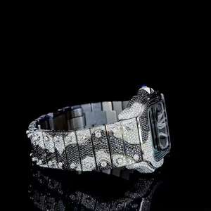 Reloj Mecánico Analógico de Lujo Personalizado, Esqueleto, Dos Tonos, Negro, Blanco, Alta Calidad, Iced Moissanite Glass Dial Display Limited - Product Image 3