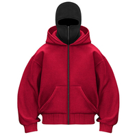 Pasamontañas y Ninja Zip Hoodies Logotipo personalizado Moda Fleece Ski Mask Hoodies Hombres Full Zip Mask Hoodie con máscara Shudders Hombre