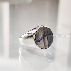 Vente en gros Bague pour homme Labradorite de feu bleu naturel Pierre de naissance Bague arabe Cadeau d'anniversaire Bijoux Bague en argent sterling 925 - Product Image 2