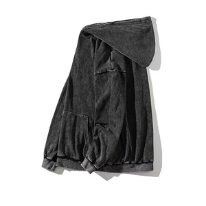 Sudadera con Capucha Estilo Lavado Ácido para Hombre, Talla Grande, Hombros Caídos, Felpa de Algodón Grueso, Estilo Urbano, Invierno, Uso Diario - Product Image 3