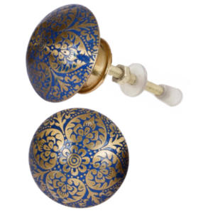 ลูกบิดทองเหลืองลายดอกไม้สีน้ำเงินเข้มหรูหราของโมร็อกโกมือจับเฟอร์นิเจอร์มือสลักที่ดึงสำหรับตู้ลิ้นชักตู้เสื้อผ้าห้องครัว - Product Image 2