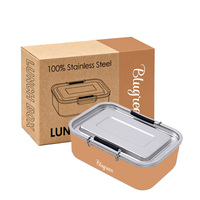 Boîte à lunch moderne Blugreen 900 ml en acier inoxydable 18/8 anti-fuite à 2 compartiments, récipient de stockage alimentaire écologique