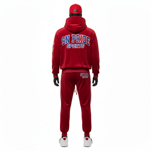 Ensemble de survêtement décontracté à capuche en tissu respirant écologique d'hiver avec logo brodé personnalisé, veste à capuche et pantalon - Product Image 3