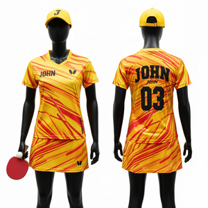 Ensemble de tennis de table pour femmes, 180 GSM, polyester à séchage rapide, bleu turquoise, panneaux graphiques, sublimation personnalisée du nom et du numéro - Product Image 2