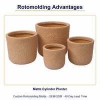 Moule de rotomoulage personnalisé OEM ODM pour pot de fleurs cylindrique mat, fabrication interne, sans frais de fraisage, texture sable, vente directe usine