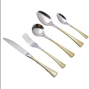 Juego de cubiertos de acero inoxidable vintage dorado de alta calidad al por mayor, vajilla con espejo sostenible, tenedor, cuchillo, cuchara para fiestas - Product Image 3