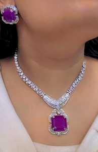 Gargantilla pulida de plata CZ Doublet con pendientes, collar de desgaste mínimo de lujo, perfecto para ropa de fiesta de Navidad - Product Image 6