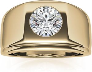 <b>Men's</b> Signet <b>Rings</b> 2CT round Cut Moissanite 925 Sterling Silver Wedding <b>Ring</b> Diamond <b>Rings</b> <b>for</b> <b>Men</b> - Product Image 1