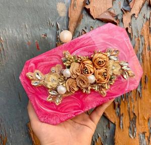 Precious Stone and Resin Women Clutch Purse <b>Handbag</b> Fashionable Clutch Hot Selling Latest Design Party Wedding Resin Clutch - Product Image 3