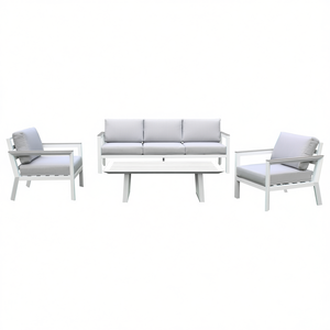 Ensemble d'extérieur en aluminium IMPERIA 5 places blanc pour meubles de patio Amicasa - Product Image 2