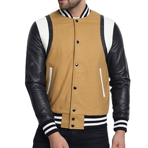 Veste en cuir de style universitaire pour homme de haute qualité, personnalisée et élégante, avec col montant et caractéristiques imperméables - Product Image 1