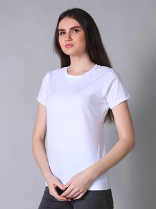 เสื้อยืดผ้าฝ้ายสีทึบพิมพ์ลายสำหรับผู้หญิง2025 - Product Image 5