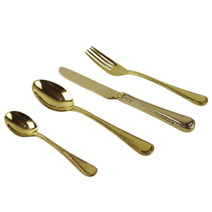 ชุดช้อนส้อมทองโบราณชุบทอง ชุดช้อนส้อมโลหะใหม่สำหรับโรงแรมและร้านอาหาร ช้อนส้อมโลหะ ช้อนและส้อม - Product Image 5