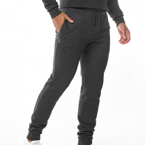 Wholesale 100% Cotton Men's Casual Sweatpants Breathable Solid Color Jogger <b>Drawstring</b> Regular Fit Skin Fitted High Painted High - Product Image 2