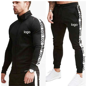 Jogging Wear Men's Custom Tapped Slim Fit <b>Zip</b> up Stand Collar Jacket & Zipper <b>Pockets</b> Elastic Waistband Flexible Tracksuits - Product Image 5
