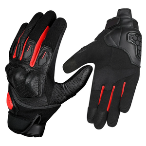 Los mejores guantes unisex de moto de verano e invierno, cuero vintage encerado negro con nudillos estampados, ropa de carreras de automóviles personalizada - Product Image 1