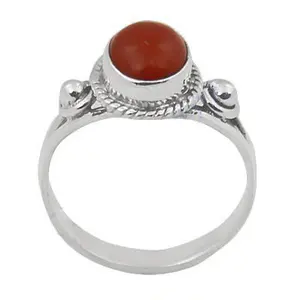Anillo de Plata 925 para Mujer con Gema de Coral Suelta, Elegante Joya para Regalo - Product Image 2