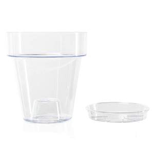 Vaso di fiori in plastica trasparente resistente UV per interni/esterni fioriera da 14 cm vaso da 12 cm piattino oliva/corallo/colori chiari taglie 14 vaso - Product Image 1