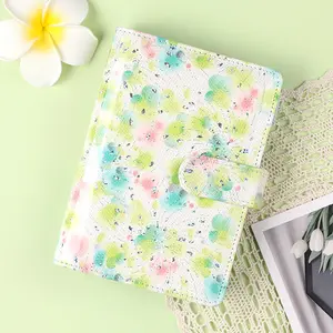 A6 Binder buku besar motif bunga kecil cat air kulit PU buku catatan anggaran uang tunai