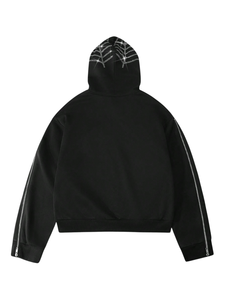Sweat à capuche d'hiver unisexe de haute qualité personnalisé tendance Bling noir avec strass Full Zip Thermal Fleece 100% Cotton Service OEM - Product Image 4