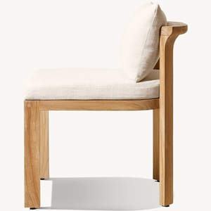 Silla individual sin brazos de madera de teca con estilo moderno, adecuada para uso en jardín o para restaurantes al aire libre. - Product Image 2