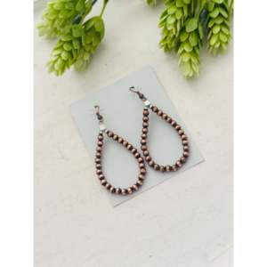 Boucles d'oreilles pendantes Navajo en cuivre et argent sterling avec perles en forme de goutte d'eau, design élégant - Product Image 4